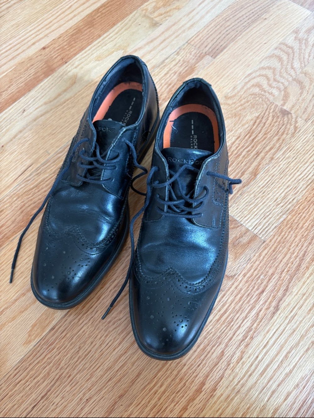 Rockport Black Leather Brogue Derby Lace-Up Shoes